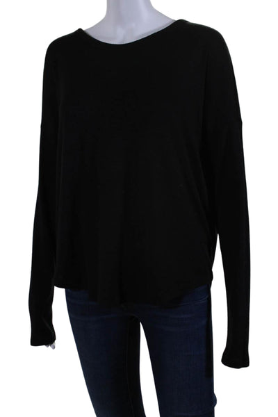 Rag & Bone Womens Round Neck Long Sleeve Pullover Blouse Top Black Size M