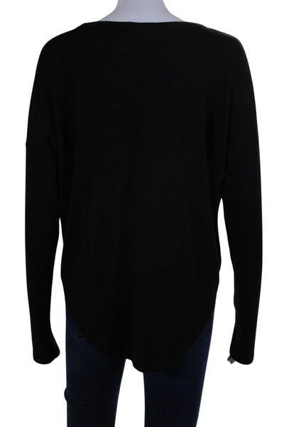 Rag & Bone Womens Round Neck Long Sleeve Pullover Blouse Top Black Size M