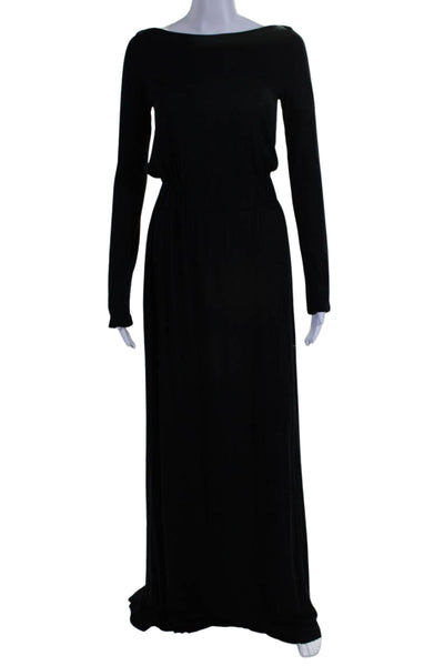 ALC Womens Cut Out Elastic Waist Boat Neck Long Sleeve Maxi Dress Black Size S