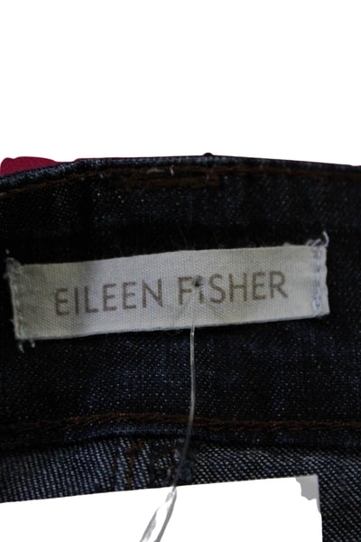 Eileen Fisher Womens Mid Rise Slim Straight Jeans Pants Dark Blue Size 8