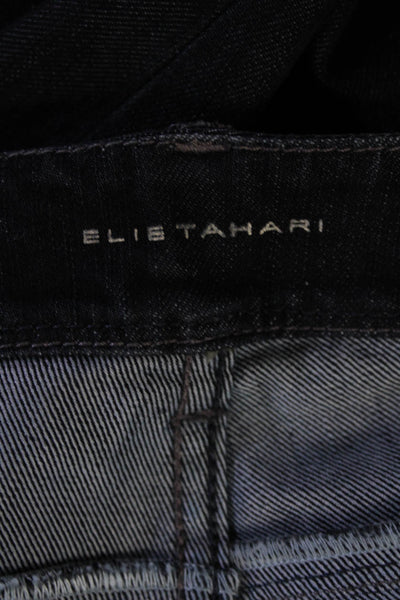 Elie Tahari Womens High Waist Straight Leg Jeans Pants Dark Blue Size 12