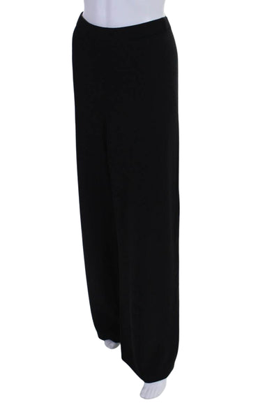 St. John Caviar Womens Low Rise Santana Knit Wide Leg Pants Black Size XL