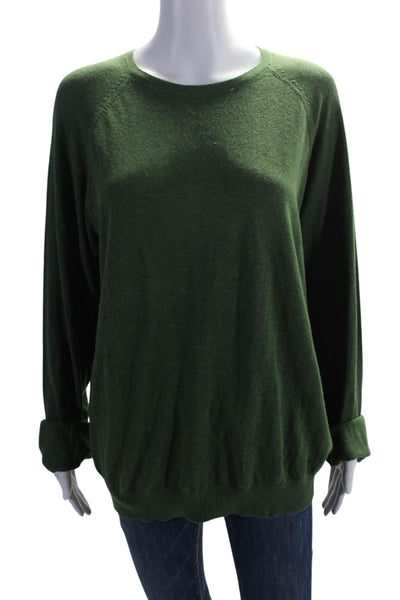 C/89men Women's Crewneck  Long Sleeves Pullover Sweater Green Size XL