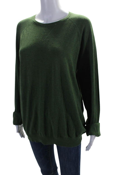 C/89men Women's Crewneck  Long Sleeves Pullover Sweater Green Size XL