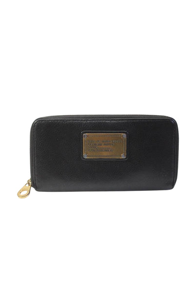 Marc By Marc Jacobs Women's Leather Gold Tone Hardware Zip Wallet Black