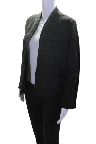 Eileen Fisher Womens Long Sleeves Cardigan Sweater Gray Wool Size Petite Large