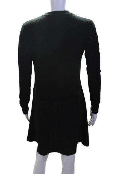 Thakoon Womens Long Sleeves A Line Sweater Dress Black Wool Size Extra Small