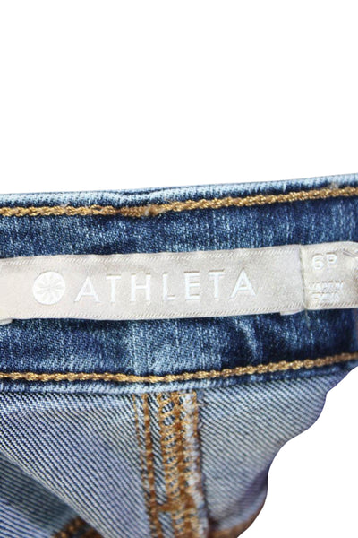 Athleta Womens Cotton Blend Denim 5 Pocket Mid-Rise Tapered Jeans Blue Size 6P