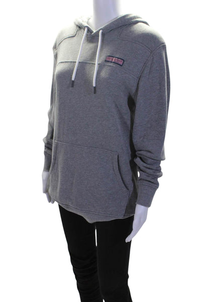 Vineyard Vines Womens Cotton Blend Front Pocket Pullover Hoodie Gray Size S