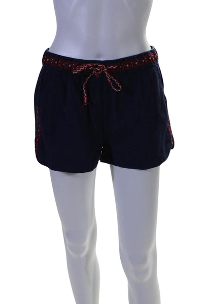 Cardigan Womens Drawstring Waist High Rise Shorts Navy Blue Red Size Medium