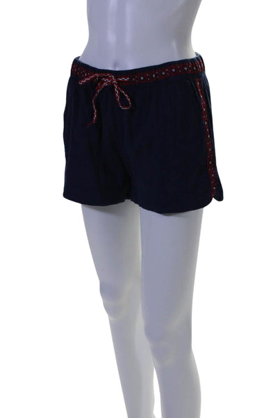 Cardigan Womens Drawstring Waist High Rise Shorts Navy Blue Red Size Medium