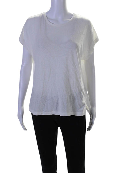 Vince Womens Short Sleeves Crew Neck Tee Shirt White Cotton Size Medium