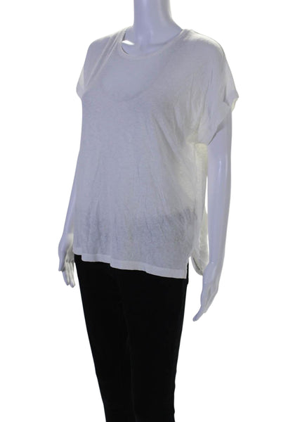 Vince Womens Short Sleeves Crew Neck Tee Shirt White Cotton Size Medium