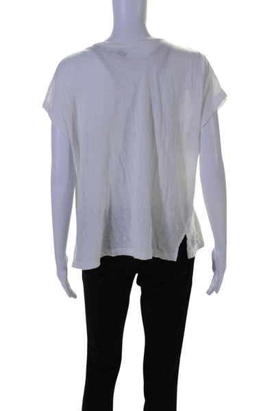 Vince Womens Short Sleeves Crew Neck Tee Shirt White Cotton Size Medium