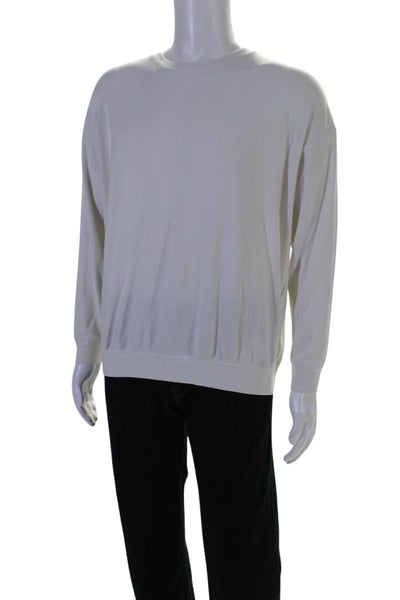 Made For Italic Mens Long Sleeves Crew Neck Pullover Sweater White Size Medium