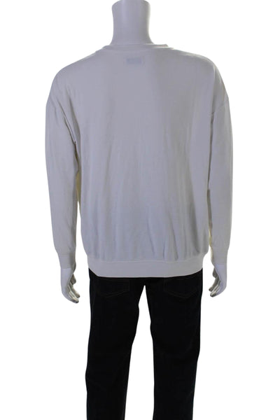 Made For Italic Mens Long Sleeves Crew Neck Pullover Sweater White Size Medium