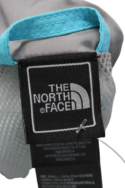 The North Face Girls Front Zip Logo Hooded Light Jacket Blue White Size 10-12