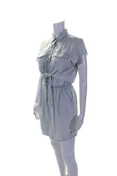 Jack by BB DAKOTA Womens Tie Front Chambray Mini Shirt Dress Light Blue Small