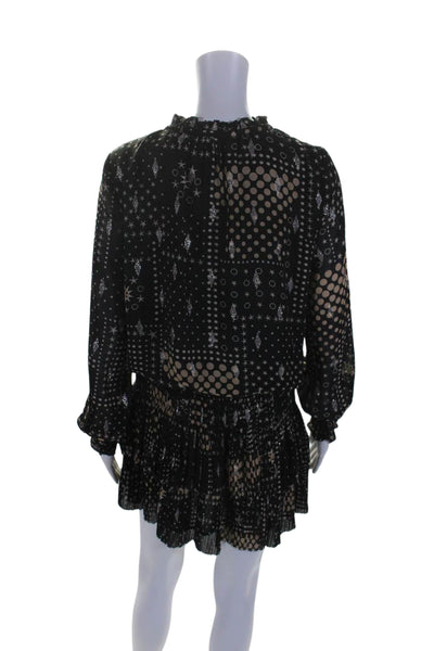 Current Air Womens Star Polka Dot Jacquard Drop Waist Dress Black Size Small