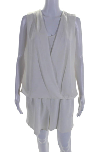 Drew Womens Sleeveless Scoop Neck Draped Romper White Size Large