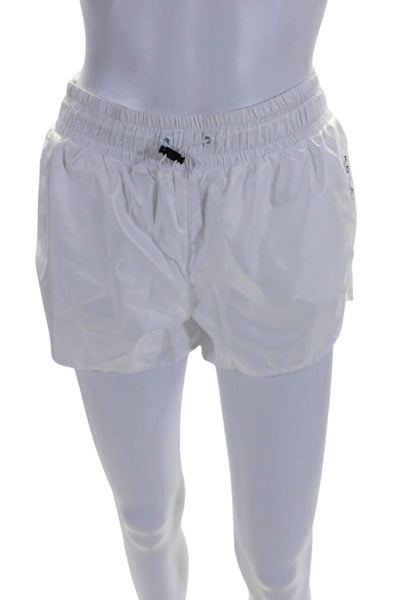 Koral Womens Elastic Waistband Logo Short Shorts White Size Small