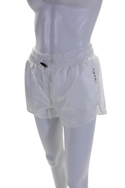 Koral Womens Elastic Waistband Logo Short Shorts White Size Small