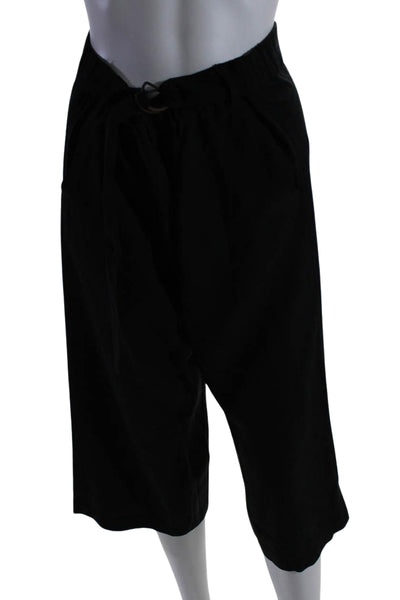 Ella Moss Womens Elastic Waist Wide Leg Flat Front Dres Pants Black Size XS