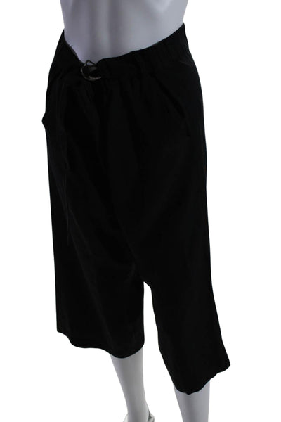 Ella Moss Womens Elastic Waist Wide Leg Flat Front Dres Pants Black Size XS