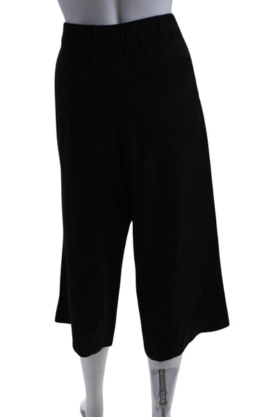 Ella Moss Womens Elastic Waist Wide Leg Flat Front Dres Pants Black Size XS