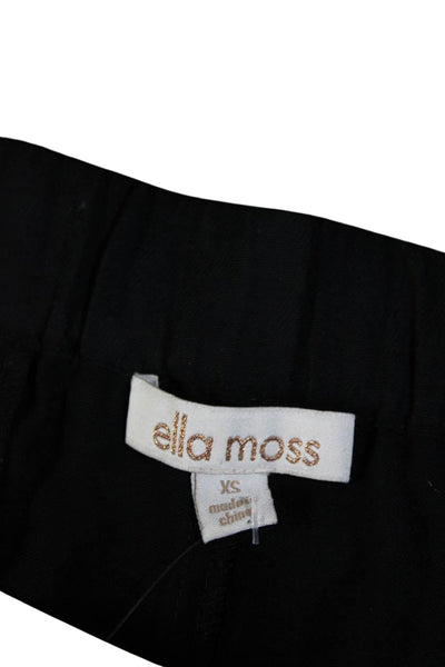 Ella Moss Womens Elastic Waist Wide Leg Flat Front Dres Pants Black Size XS