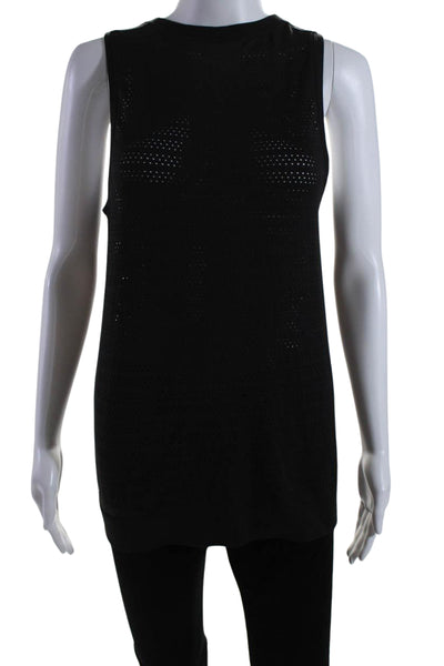 Lululemon Womens Mesh Textured Sleeveless Round Neck Tank Top Black Size M