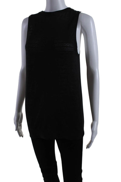 Lululemon Womens Mesh Textured Sleeveless Round Neck Tank Top Black Size M