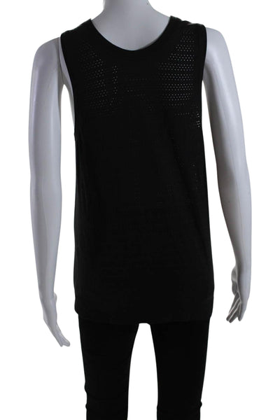 Lululemon Womens Mesh Textured Sleeveless Round Neck Tank Top Black Size M