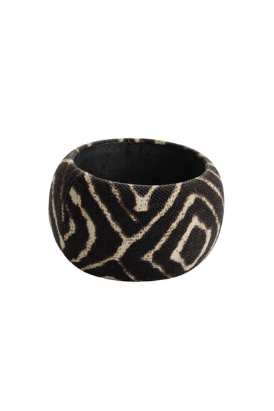 Oscar de la Renta Womens Linen Zebra Print Wide Bangle 2.5"