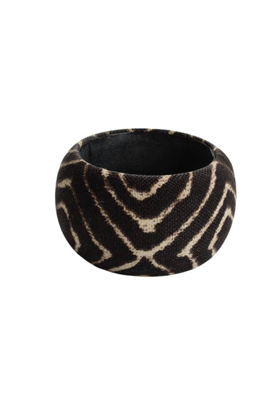 Oscar de la Renta Womens Linen Zebra Print Wide Bangle 2.5"