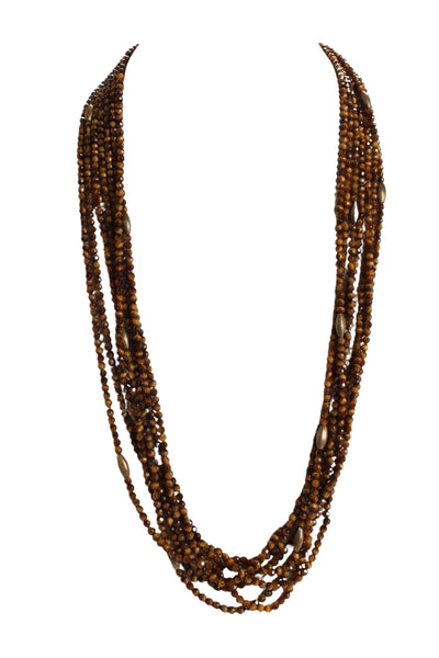 Jaded Jewels NYC Gold Plated Tigers Eye Multistrand Beaded Necklace 32"