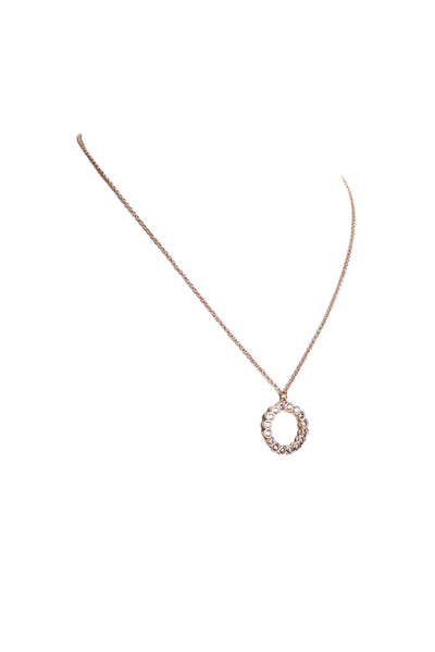 Kate Spade Womens Full Circle Rhinestone Pendant Necklace Rose Gold Tone 16"