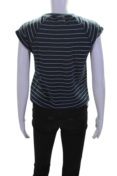 Marc Jacobs Womens Cotton Blend Round Neck Sleeveless Sweatshirt Top Blue Size S