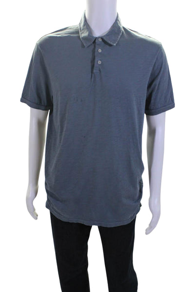 Velvet by Graham & Spencer Mens Cotton Short Sleeve Polo Shirt Blue Size L