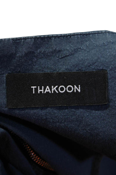 Thakoon Womens Cotton Round Neck Short Sleeve Zip Up Blouse Top Blue Size 6