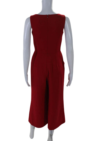 Karl Lagerfeld Women's V-Neck Sleeveless Pockets Wide Leg Jumpsuit Red Size 0