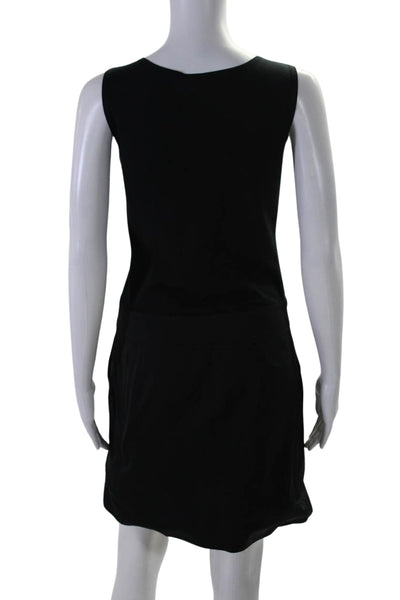 DKNY Women's V-Neck Sleeveless A-Line Drop Waist Mini Dress Black Size 4