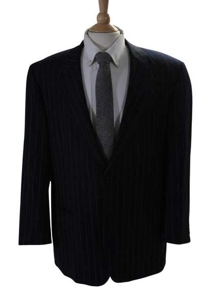 Gianfranco Ferre Mens Wool Pinstripe Print 2 Button Blazer Jacket Black Size 48