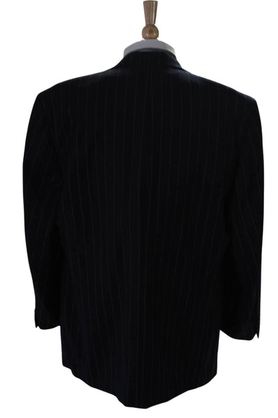 Gianfranco Ferre Mens Wool Pinstripe Print 2 Button Blazer Jacket Black Size 48