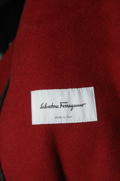 Salvatore Ferragamo Womens Full Zipper Wide Collar Jacket Red Wool Size EUR 38