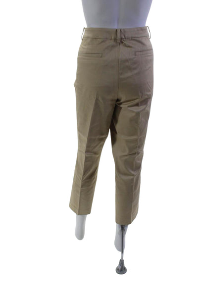 Lauren Ralph Lauren Womens High Rise Pleated Chino Pants Beige Cotton Size 14