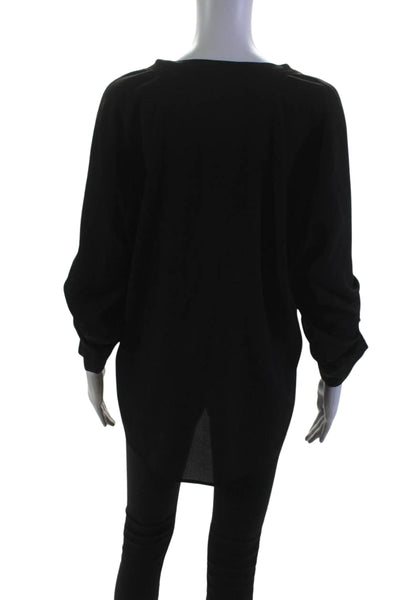 Calvin Klein Womens Long Sleeve V Neck Lightweight Shirt Black White Size XL