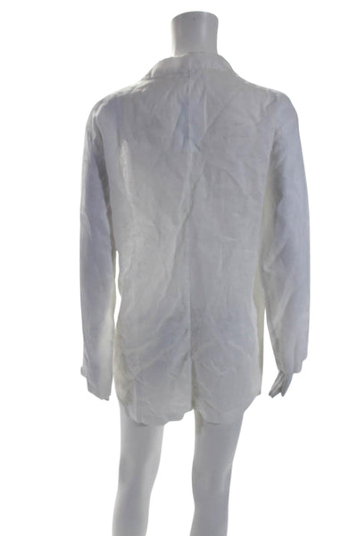 Mikoh Womens Long Sleeve Woven Button Up Romper White Linen Size 1