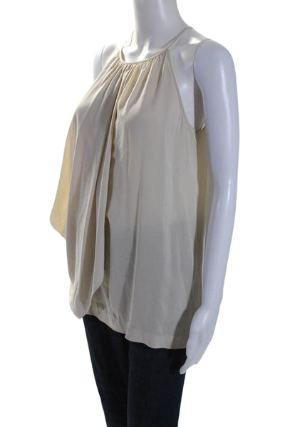 Theory Womens Silk Round Neck Sleeveless Pullover Blouse Top Beige Size S