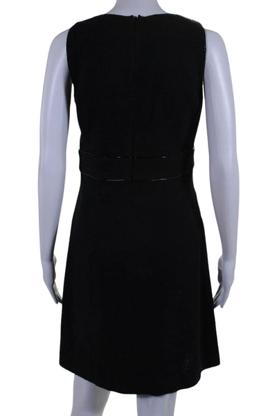 Tory Burch Womens Cotton Leather Trim Two Pocket Sleeveless Dress Black Size 4